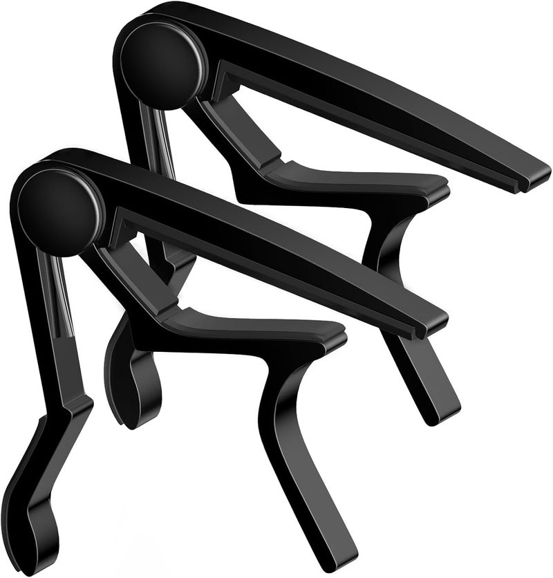 DIDA Guitar Capo for Acoustic, Classical, Electric Guitars, Ukulele, Mandolin, Banjo, and other string musical instruments, Quick Release, Memory Silicone Pad, Buzzing-Free (Black & Black) - Image 1